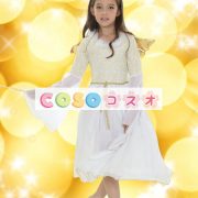キッズ　ハロウィン　コスチューム　女の子用　天使　&ヘッドギア&ドレス　ホワイト　―festival-0509 3