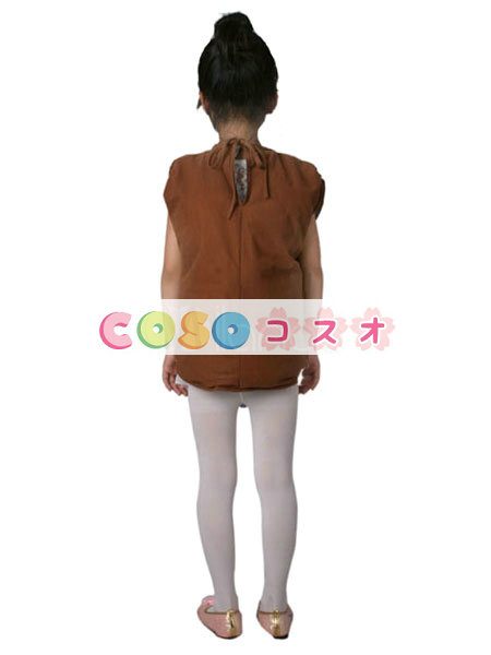 コスチューム衣装　ユニセックス　キッズ用　マルディグラ　フード　ジャンプスーツ　ブラウン　―festival-0566