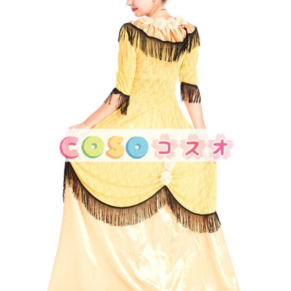 ハロウィン ルネッサンス ドレス ポリエステル中世黄色中袖衣装コスプレ―festival-0707