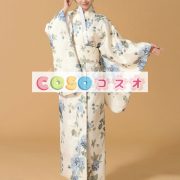 和服　コスチューム　ハロウィン　ベージュ　浴衣　花柄　女性用　大人用―festival-0656 3