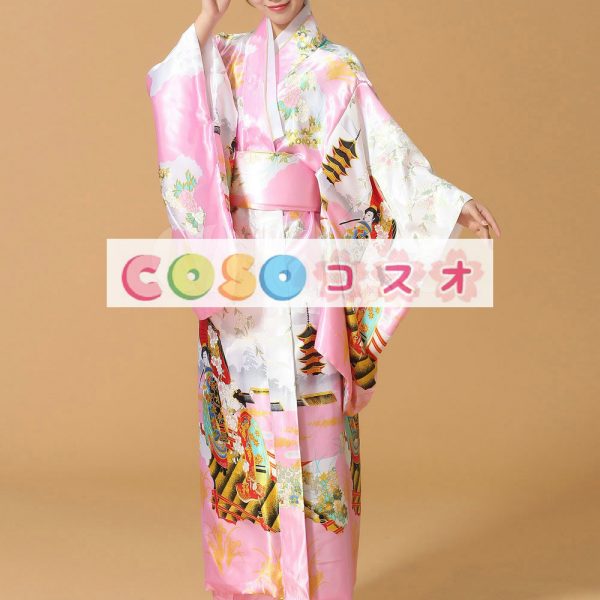 コスチューム衣装　ピンク　世界の文化　女性用　大人用　シルクライク　和服　祝日　―festival-0657