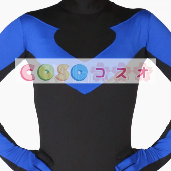 全身タイツ　ブラック×ブルー　男女兼用　大人用　―taitsu-tights1227