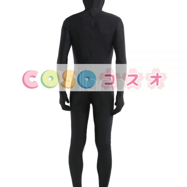全身タイツ　ブラック　単色　顔部分が開いている全身タイツ　大人用　変装コスチューム　ユニセックス　―taitsu-tights0224