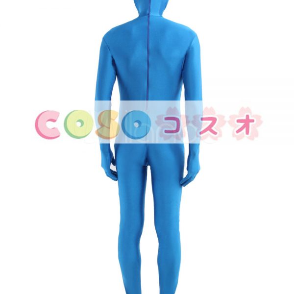 全身タイツ，コットン+スパンデックス　開口部のない　ブルー　ユニセックスファッション―taitsu-tights0261