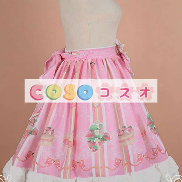 ロリィタスカート　合成繊維　プリント柄　パーティー　リボン　可愛い　 ―Lolita0028
