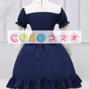 ロリータ服　ワンピース　ネイビーブルー×ホワイト　長袖　新作　高品質 ―Lolita0078 4