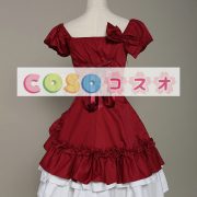 ロリータ服 ワンピース ワインレッド ドレス コットン スィート カジュアル ―Lolita0086 4 ロリータ服 ワンピース ワインレッド ドレス コットン スィート カジュアル ―Lolita0086 4