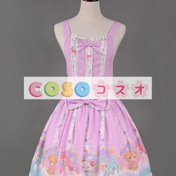 ロリータジャンパースカート　リボン　スィート　シフォン　 ―Lolita0123
