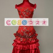 ロリータ服 ワンピース レッド ドレス コットン スィート カジュアル ―Lolita0150 4 ロリータ服 ワンピース レッド ドレス コットン スィート カジュアル ―Lolita0150 4