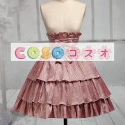 ストライプ　ハイウェスト　ロリィタスカート　ピンク　ショットスカート　リボン　多層 ―Lolita0188 4