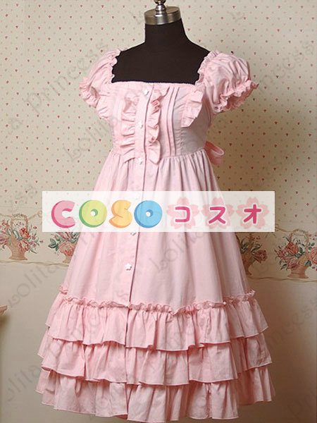 甘いスクエア ネック ピュア コットン カントリーロリータ ドレスをフリルします。 ―Lolita0297