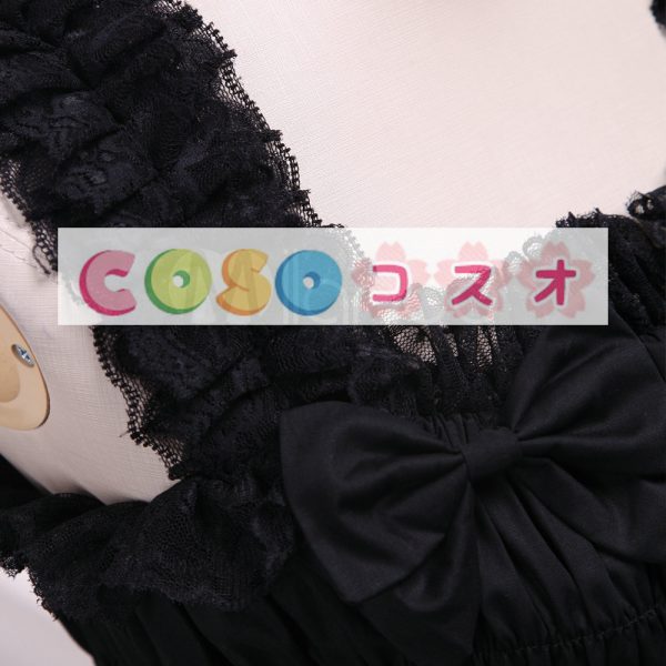 ロリータジャンパースカート，ブラック　プリンセスライン　ラッフル　クラシック＆トラディション　コットン　 ―Lolita0318