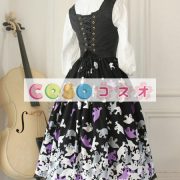 ロリータジャンパースカート　ブラック　リボン　ゴシック　コットン　 ―Lolita0366 3