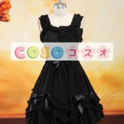 ロリータジャンパースカート，ブラック　リボン　スクエアネック　スィート　シフォン　 ―Lolita0373 4