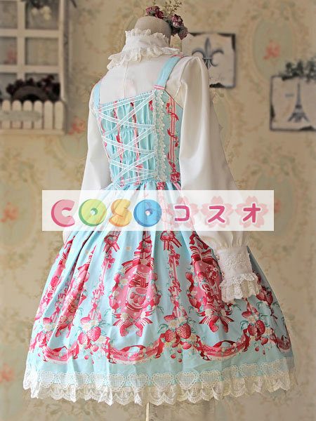 ロリィタジャンパースカート　スウィート　コットン　プリント付き　カジュアル　 ―Lolita0432
