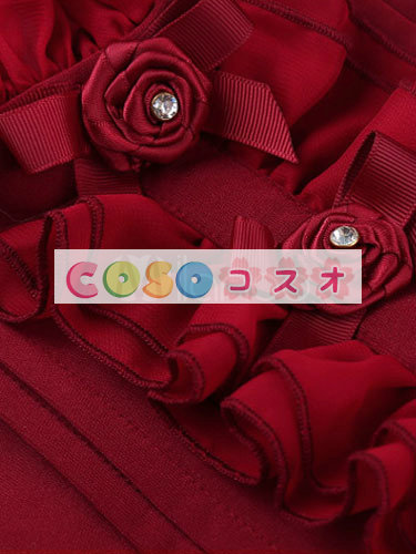 ロリータ服 ワンピース ワインレッド ボディコン ドレス 合成繊維 可愛い 長袖 ポートレイトネック ビーズ カジュアル ―Lolita0576