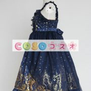 ロリータジャンパースカート　ディープブルー　レトロ　合成繊維　 ―Lolita0656 4