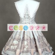 ロリィタジャンパースカート　リボン　可愛い　合成繊維　パーティー　プリント柄　 ―Lolita0667 4