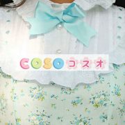 ロリータ服　ワンピース　ライトブルー　チュニック　プリント柄　コットン　可愛い　半袖　ポートレイトネック　パーティー　 ―Lolita0671 4