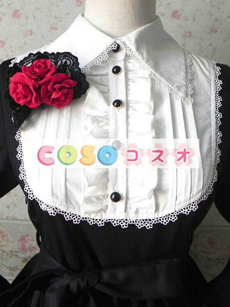 ロリータ服　ワンピース　ボディコン　ドレス　合成繊維　可愛い　長袖　折り襟　リボン　カジュアル　 ―Lolita0713