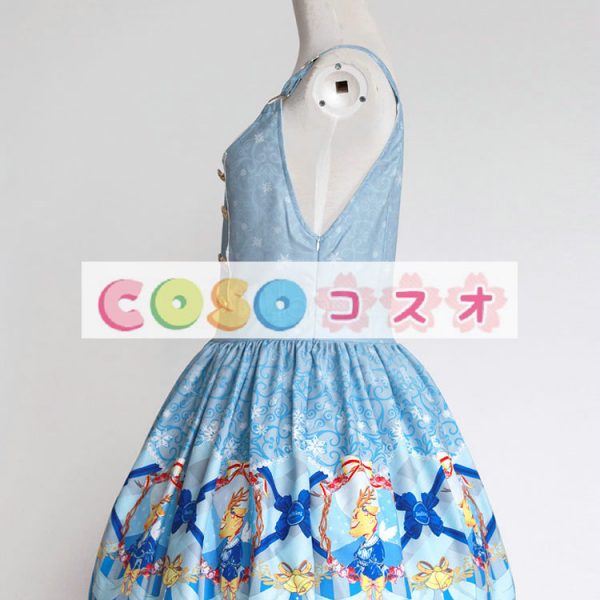 ロリィタジャンパースカート　リボン　可愛い　合成繊維　パーティー　プリント柄　 ―Lolita0818