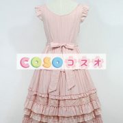 ロリィタジャンパースカート　ピンク　可愛い　コットン　プリント柄　リボン　パーティー　 ―Lolita0819 4