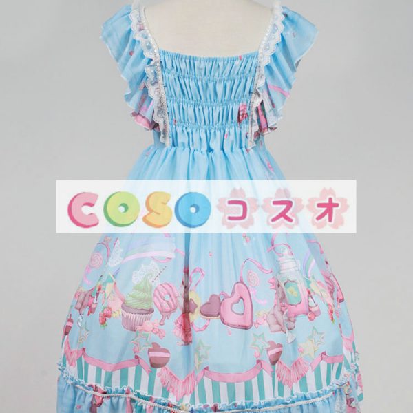 ロリィタジャンパースカート　可愛い　シフォン　プリント柄　リボン　パーティー　 ―Lolita0820