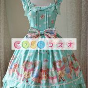 スウィート　コットン　ロリィタジャンパースカート　ベアプリント　リボン　フリル　 ―Lolita0851 4