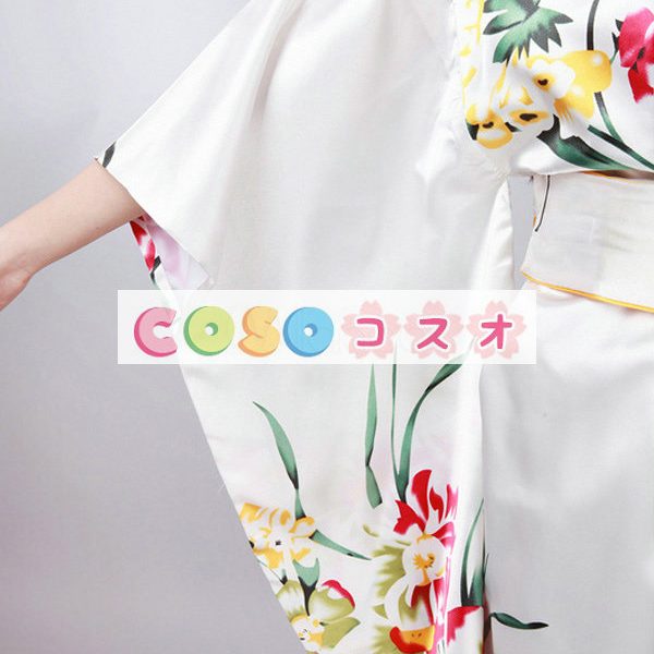 ハロウィン　ホワイト　花柄　日本　和服　浴衣　コスチューム―festival-0051