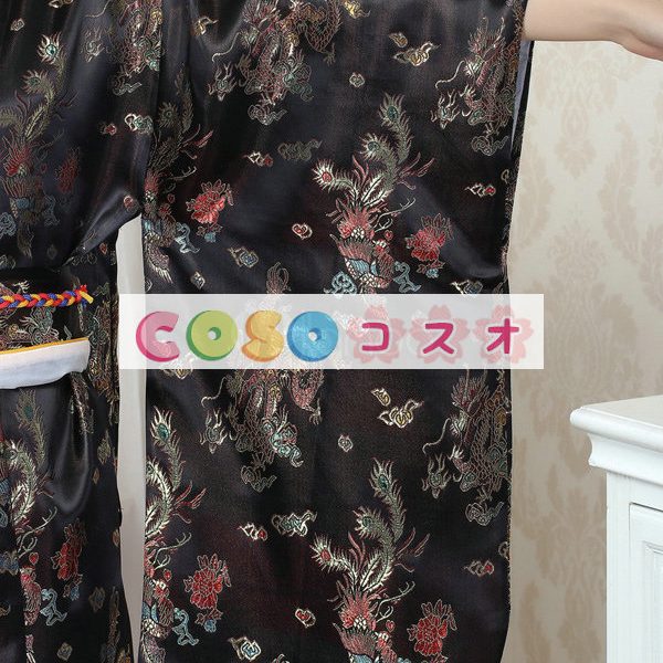 ハロウィン　ブラック　日本　和服　浴衣　コスチューム　サテンファブリック―festival-0064