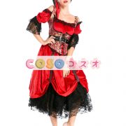 コスチューム　大人用　ハロウィーン　ドレス&帽子　レッド　―festival-0159 4