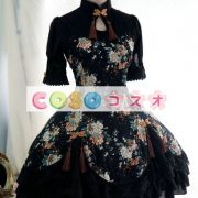 ブラック　ロリィタワンピース　半袖　チャイナドレス　牡丹　プリント ―Lolita0031 5