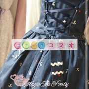 ジャンパースカート　ロリィタドレス　ブルー　スクエアカラー　プリント　コットン ―Lolita0039 5