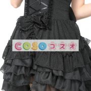 ロリータジャンパースカート，ブラック　アシンメトリー　ドローストリング　パンク　綿混紡　 ―Lolita0114 5