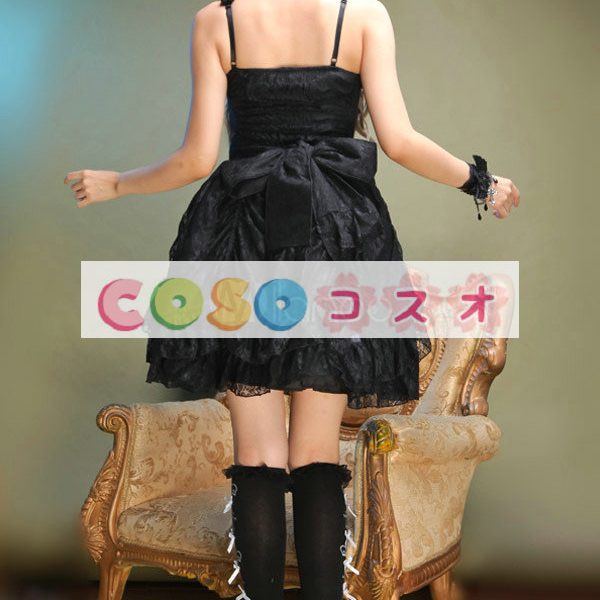 ロリータ服，ワンピース　リボン　ノースリーブ　ゴシック　レース付き ―Lolita0156