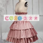 ストライプ　ハイウェスト　ロリィタスカート　ピンク　ショットスカート　リボン　多層 ―Lolita0188 5