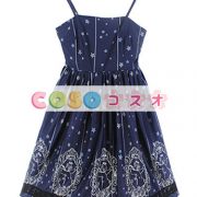 ロリィタジャンパースカート　ディープブルー  プリント柄　レース ―Lolita0284 5
