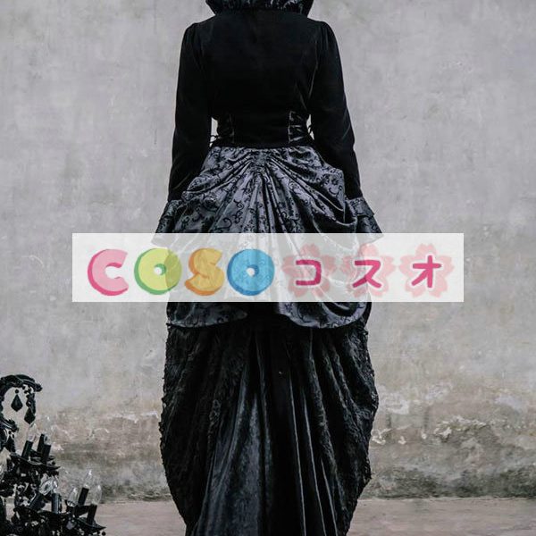 ロリータ服　ワンピース　ブラック　アートワーク　ドレス　ポリエステル　ゴシック　結び　カジュアル　 ―Lolita0300