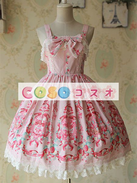 ロリィタジャンパースカート　スウィート　コットン　プリント付き　カジュアル　 ―Lolita0432
