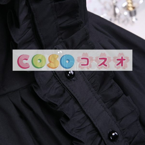 ロリータジャンパースカート，ブラック　飾りボタン　ラッフル　クラシック＆トラディション　コットン　 ―Lolita0533