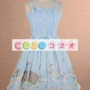 ロリィタジャンパースカート　リボン　可愛い　シフォン　パーティー　プリント柄　 ―Lolita0633 5