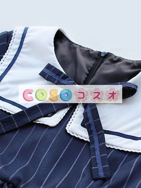 ロリータ服　ワンピース　ネイビーブルー　チュニック　ドレス　合成繊維　可愛い　長袖　ジュエルネック　リボン　パーティー　 ―Lolita0653