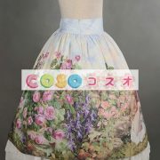 ロリィタスカート　ライトブルー　可愛い　プリント柄　リボン　パーティー　合成繊維　 ―Lolita0666 5