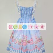 ロリィタジャンパースカート　可愛い　シフォン　プリント柄　リボン　パーティー　 ―Lolita0724 5