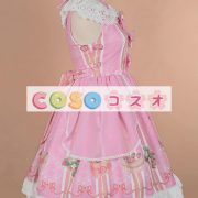 ロリィタジャンパースカート　リボン　可愛い　合成繊維　パーティー　プリント柄　 ―Lolita0743 5