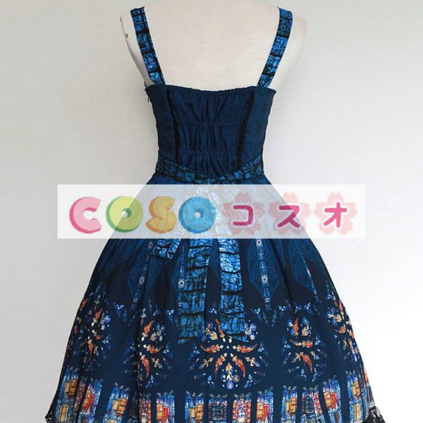 ブルゴーニュ印刷ロリータ ドレス ストラップ シフォン ―Lolita0792