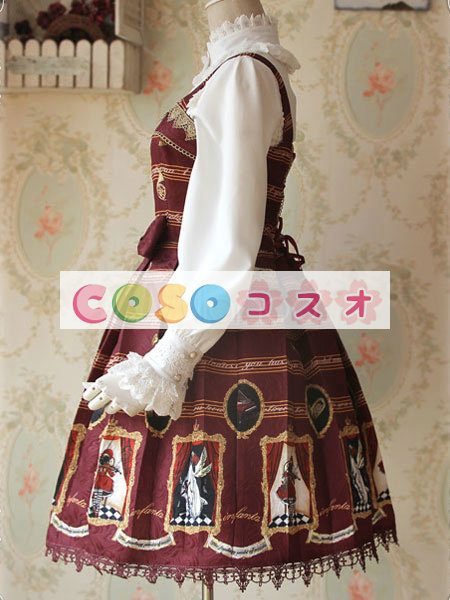 ロリータ服　合成繊維　可愛い　パーティー　プリント付き　人気　 ―Lolita0803