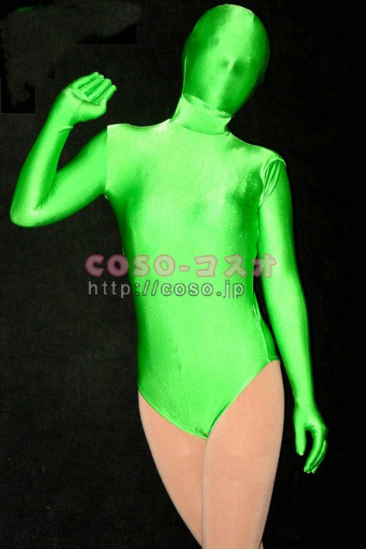 透明人間 グリーン　ライクラ素材　ハーフボディー　全身　タイツ―2taitsu0005