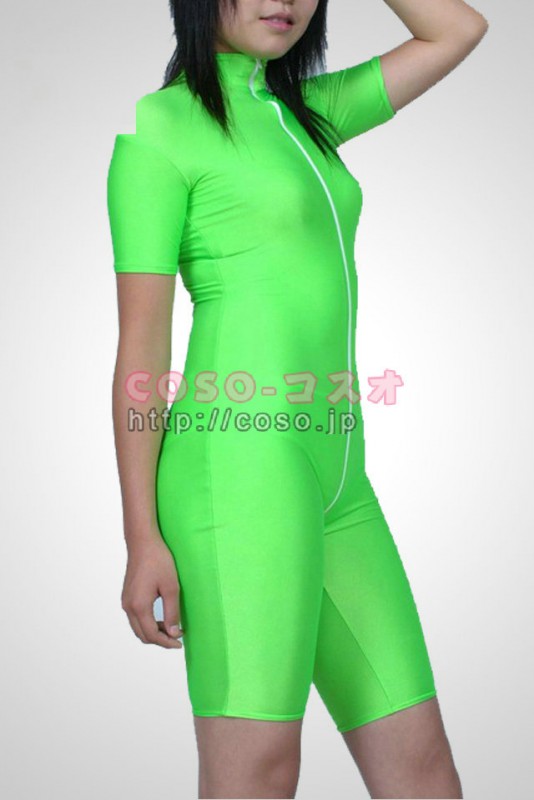 透明人間 グリーン　スパンデックス　半袖　全身　タイツ―2taitsu0007