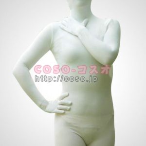 伸縮性いい　ホワイト　ライクラ　全身タイツ『パーティー　宴会イベント』―3taitsu0002